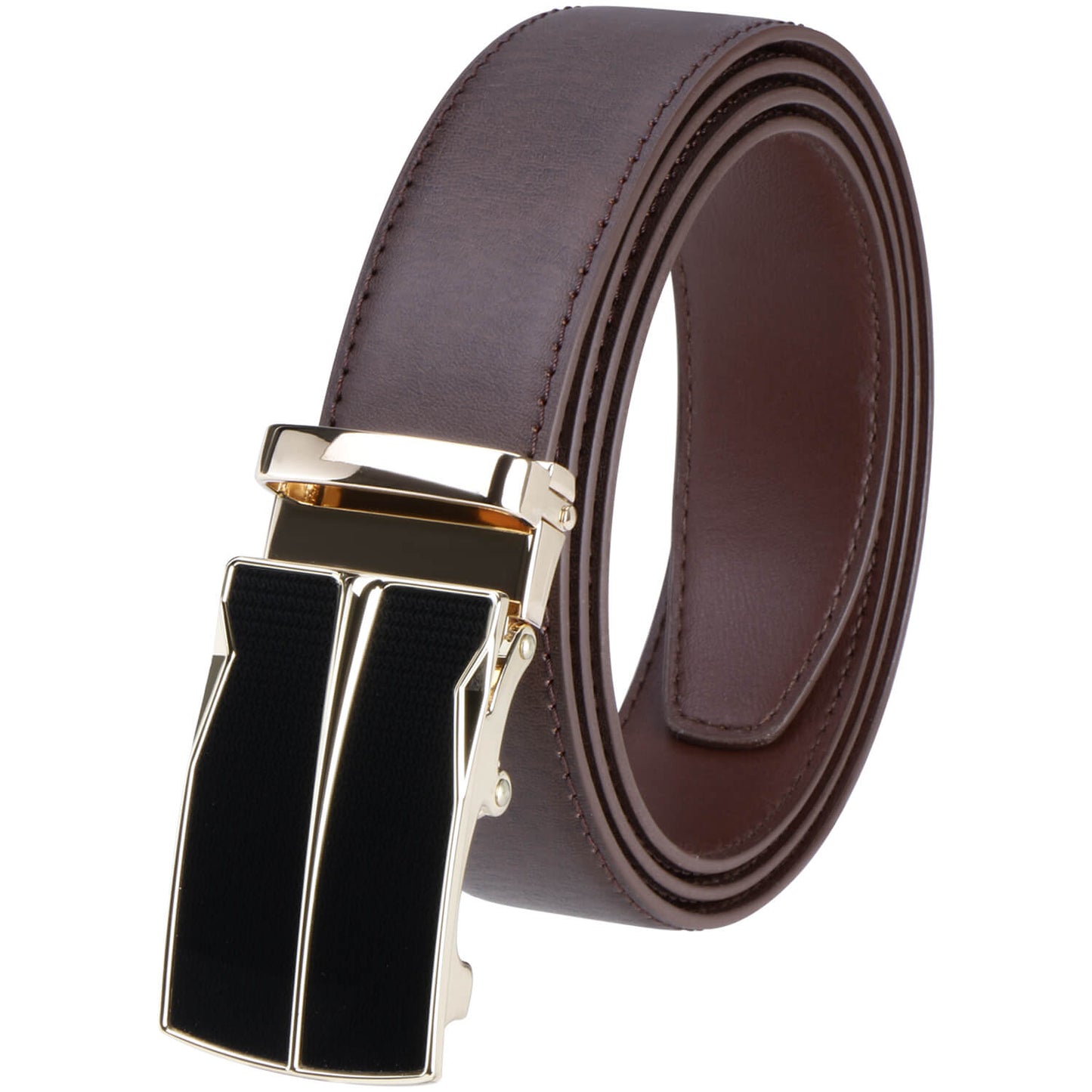 Labnoft Men's Auto-Lock PU Leather Belt, Brown