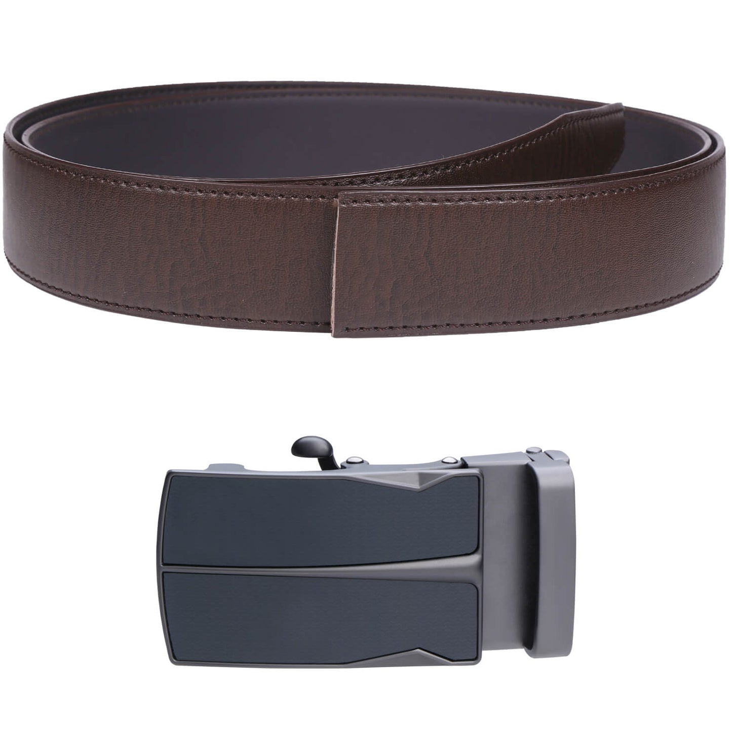 Labnoft Men's Auto-Lock PU Leather Belt, Brown