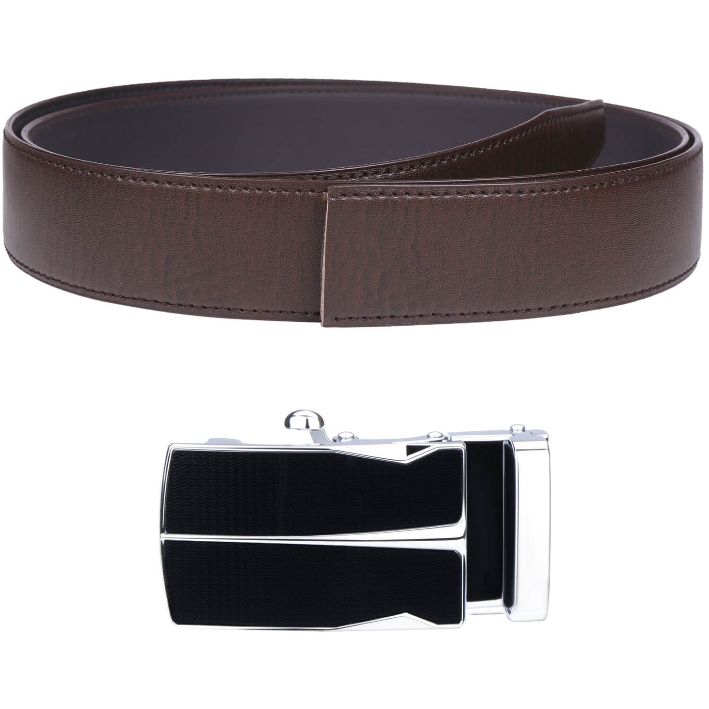 Labnoft Men's Auto-Lock PU Leather Belt, Brown