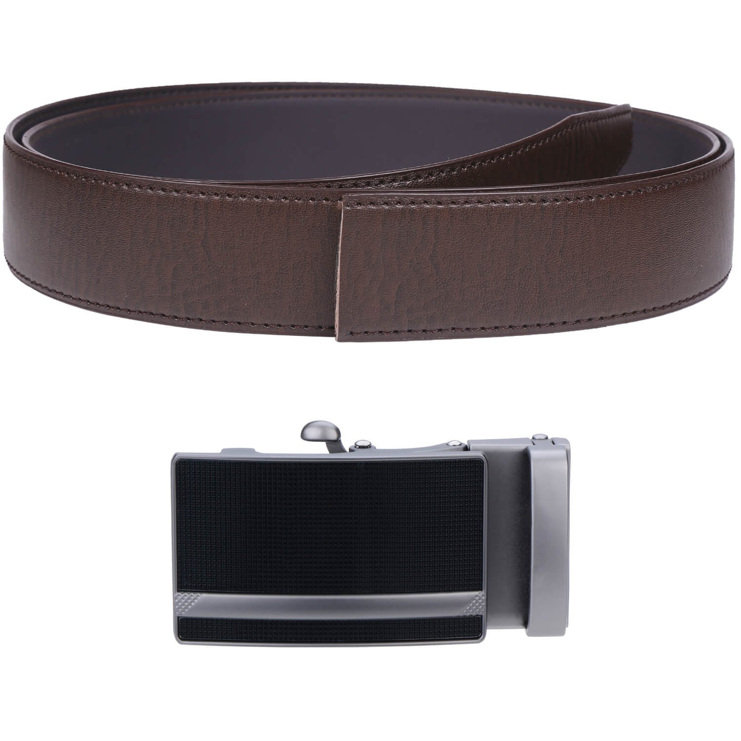 Labnoft Men's Auto-Lock PU Leather Belt, Brown
