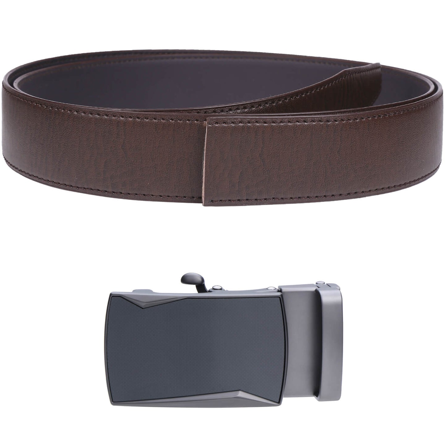 Labnoft Men's Auto-Lock PU Leather Belt, Brown