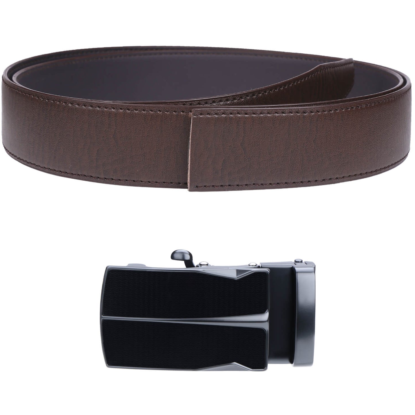 Labnoft Men's Auto-Lock PU Leather Belt, Brown