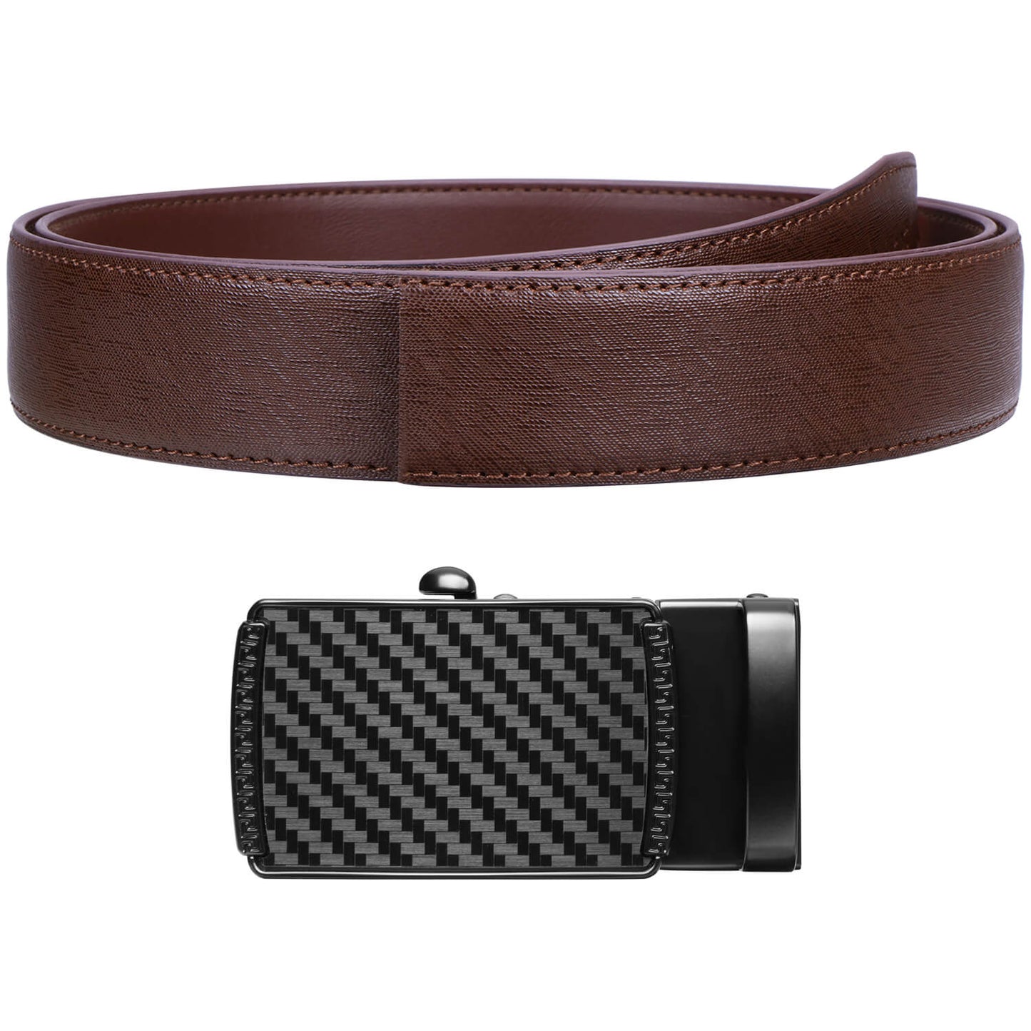 Labnoft Men's Auto-Lock PU Leather Belt, Brown