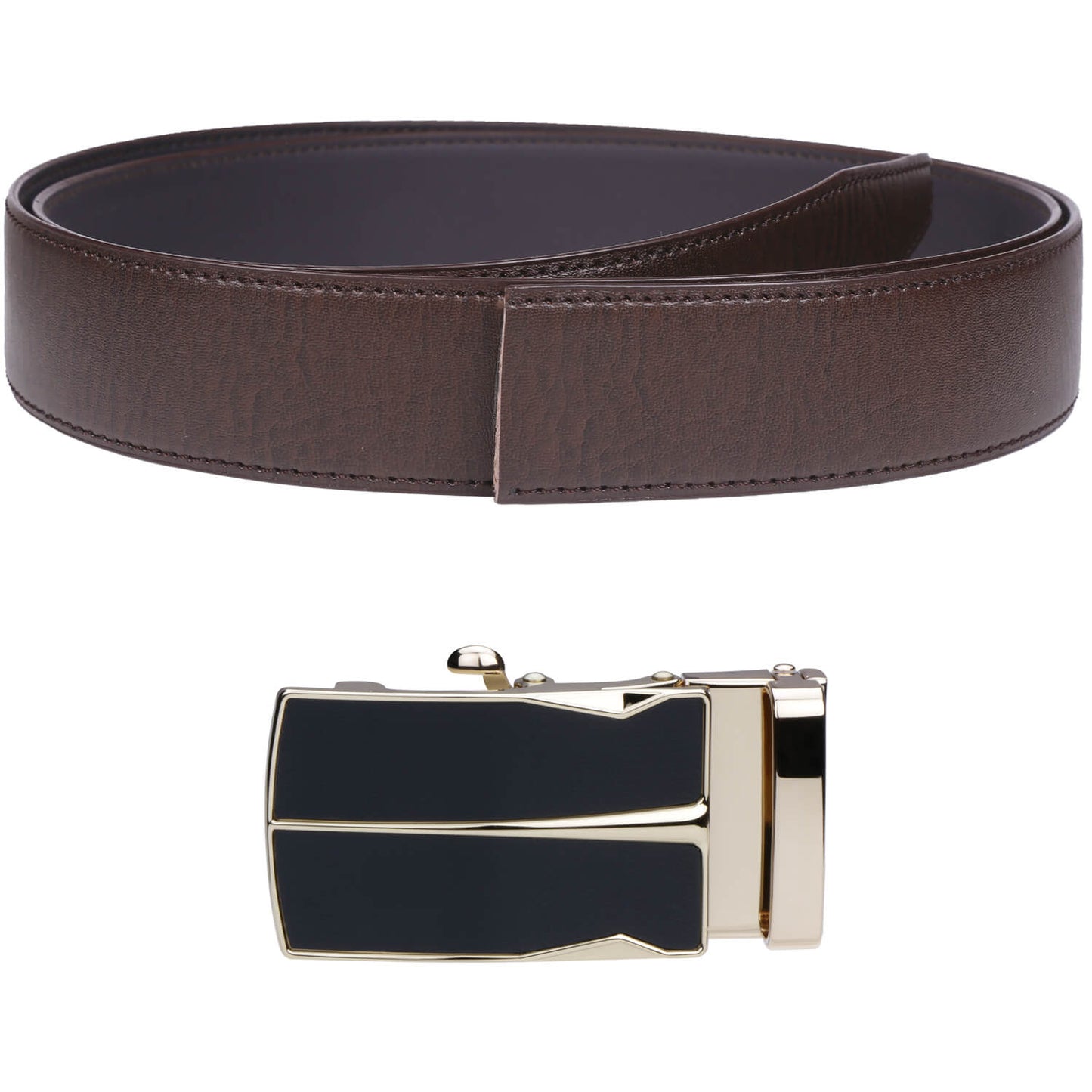 Labnoft Men's Auto-Lock PU Leather Belt, Brown
