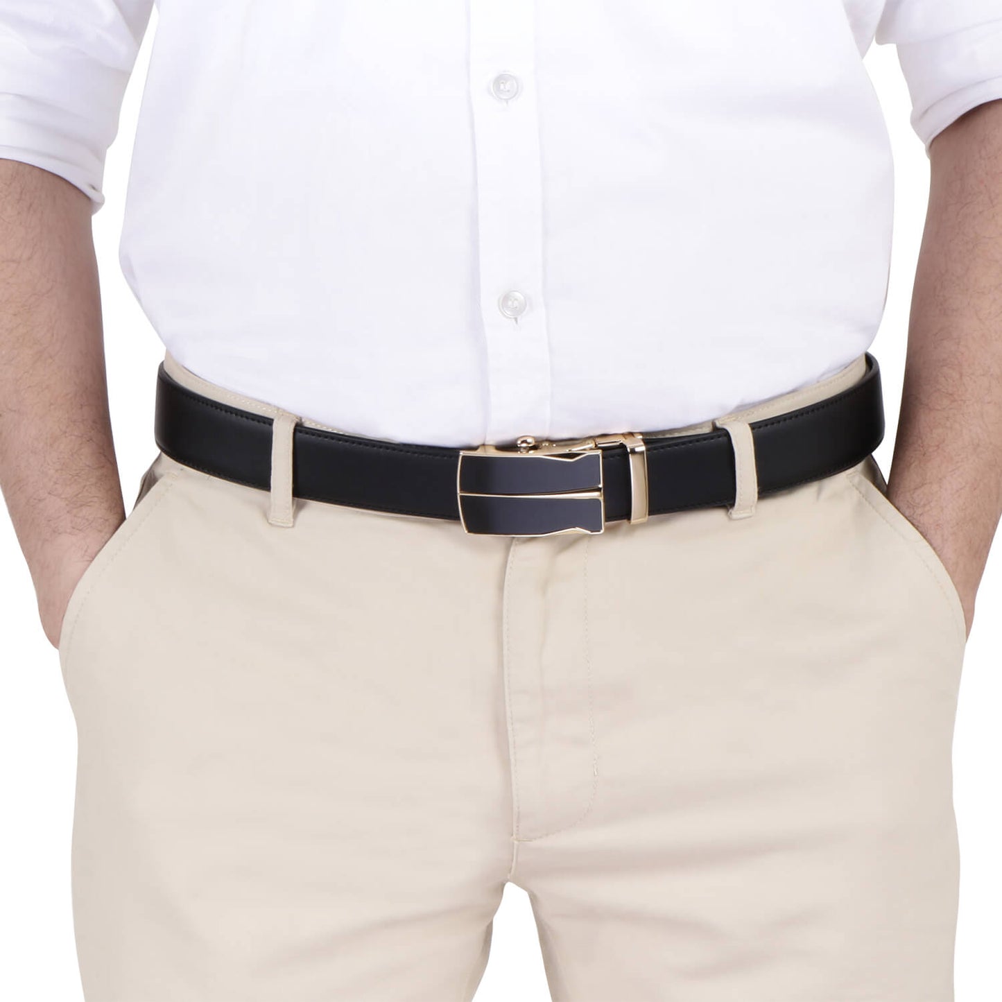 Labnoft Men's Auto-Lock PU Leather Belt, Black