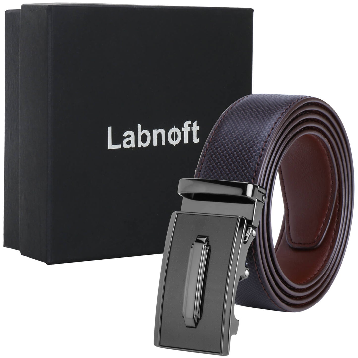 Labnoft Men's Auto-Lock PU Leather Belt, Brown