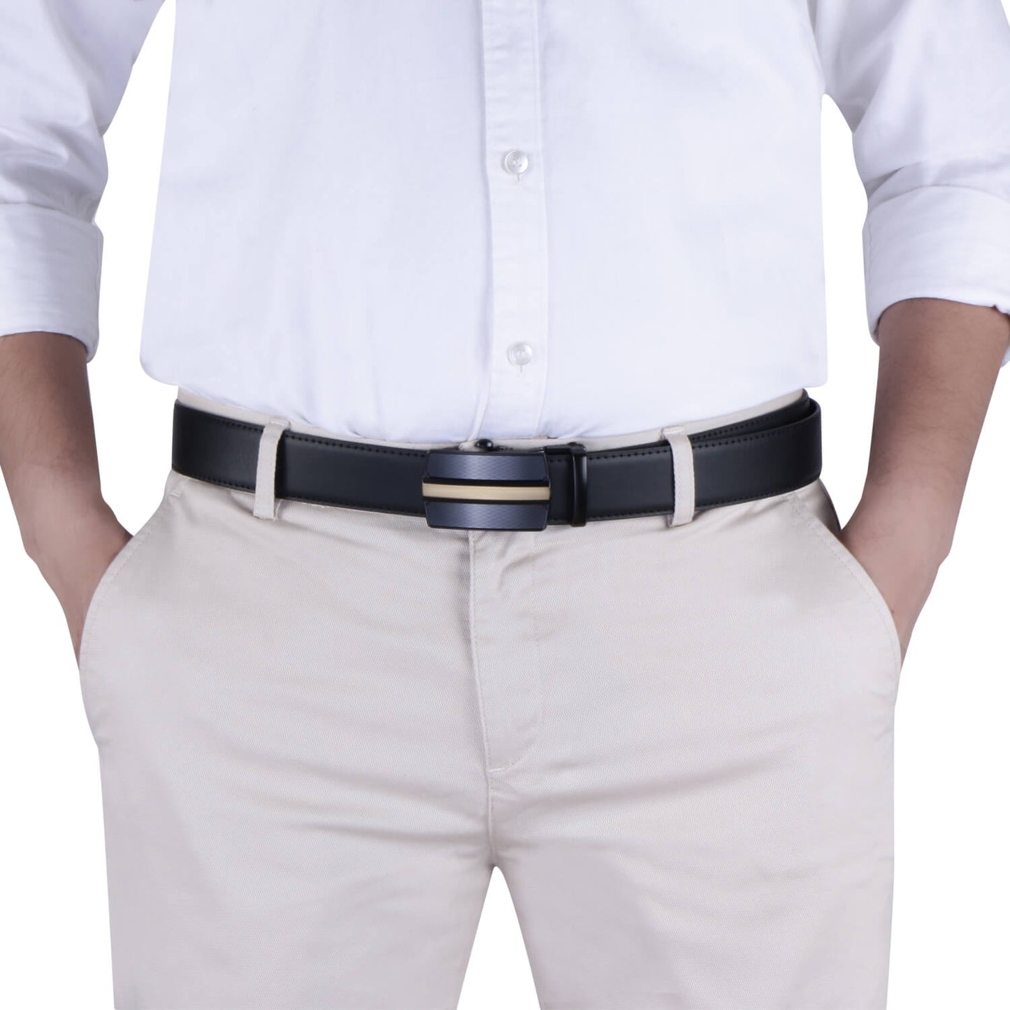 Labnoft Men's Auto-Lock PU Leather Belt, Black