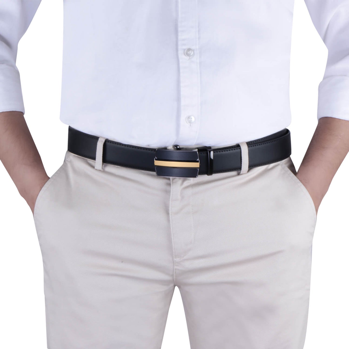 Labnoft Men's Auto-Lock PU Leather Belt, Black