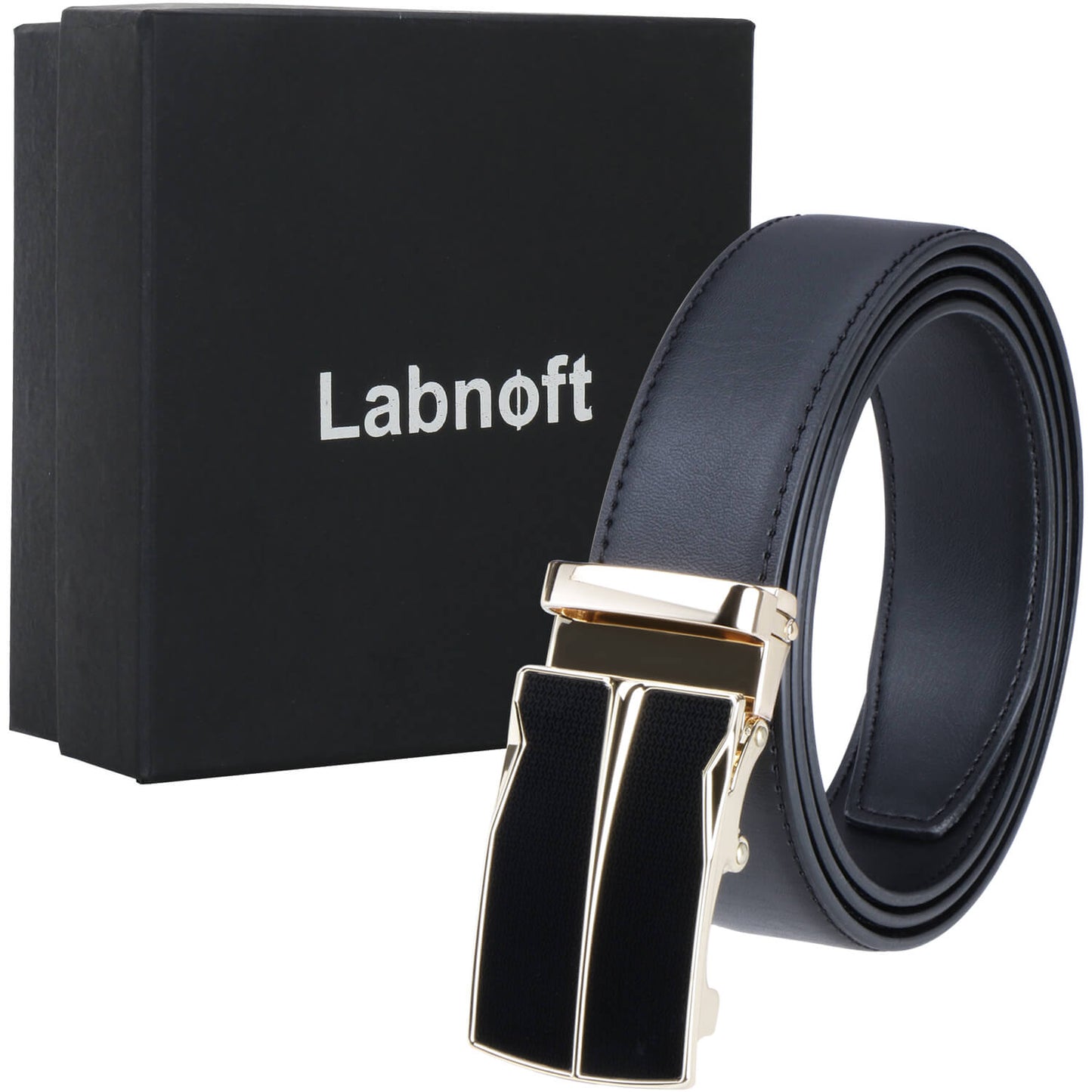 Labnoft Men's Auto-Lock PU Leather Belt, Black