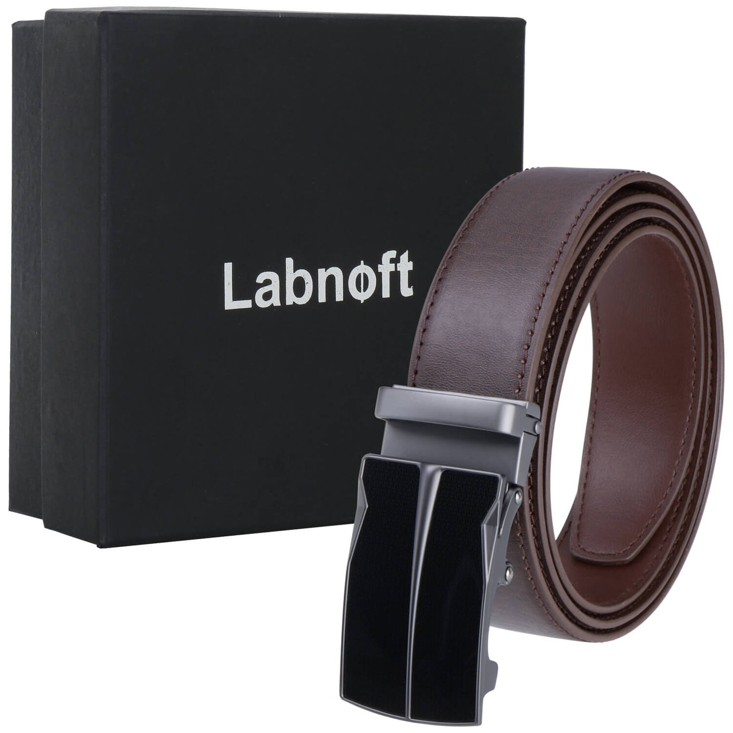 Labnoft Men's Auto-Lock PU Leather Belt, Brown