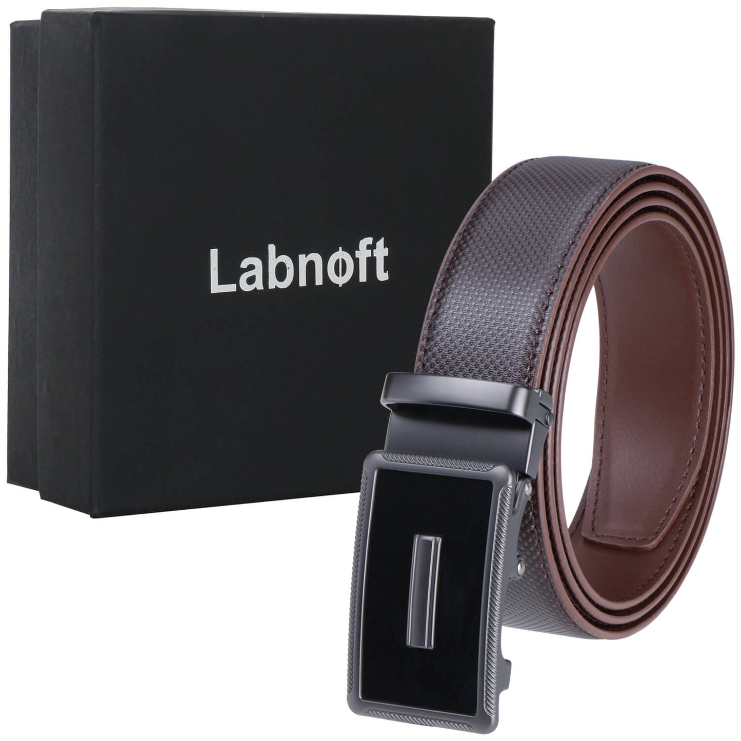 Labnoft Men's Auto-Lock PU Leather Belt, Brown
