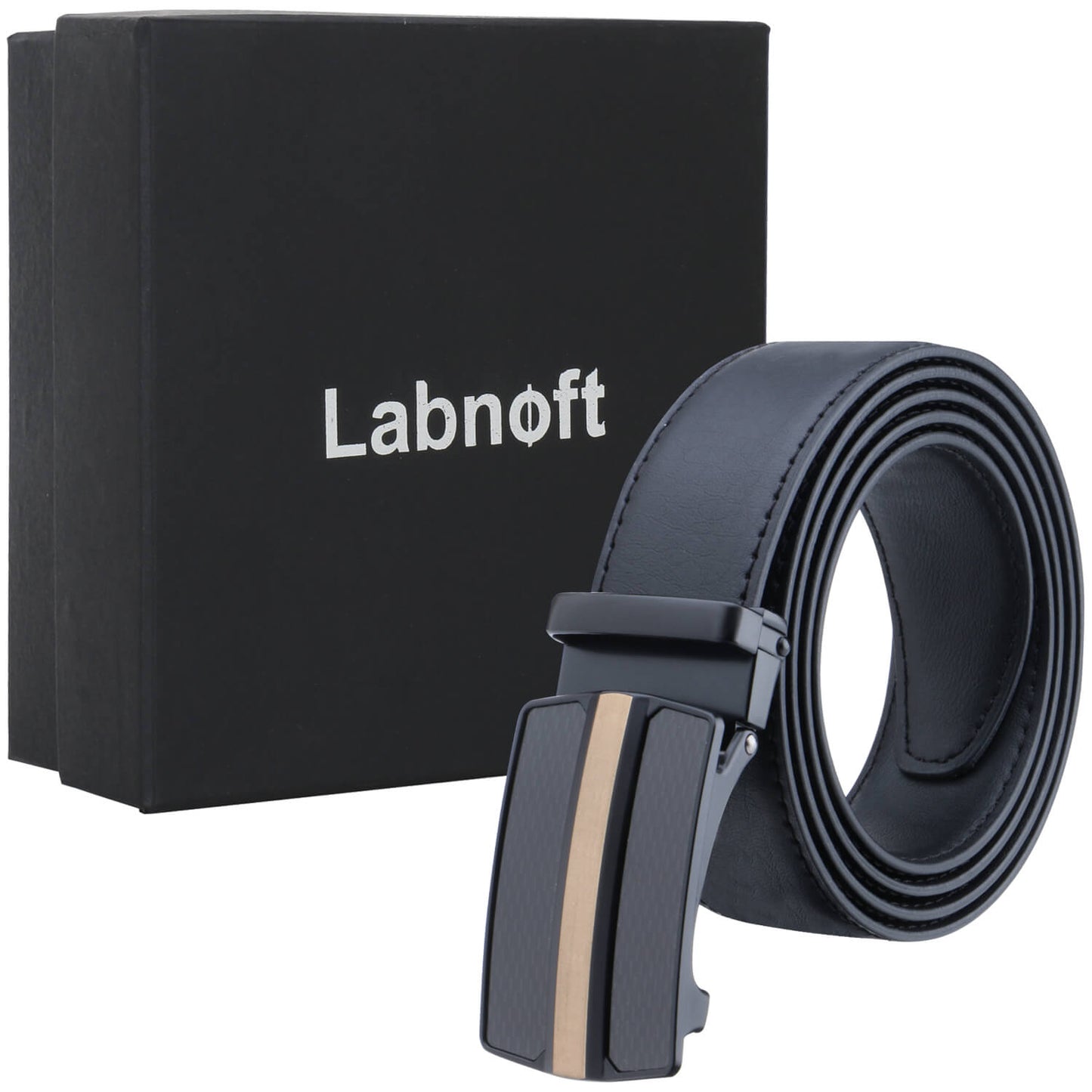 Labnoft Men's Auto-Lock PU Leather Belt, Black