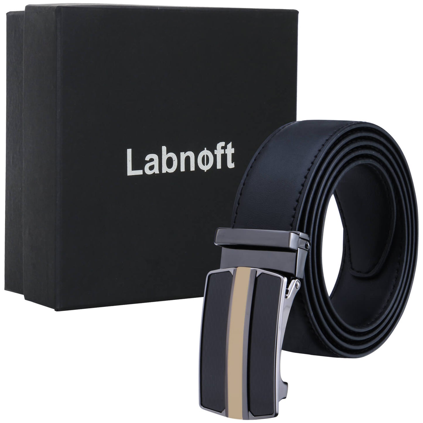 Labnoft Men's Auto-Lock PU Leather Belt, Black