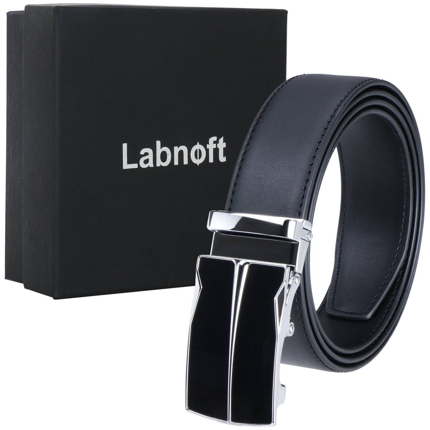 Labnoft Men's Auto-Lock PU Leather Belt, Black