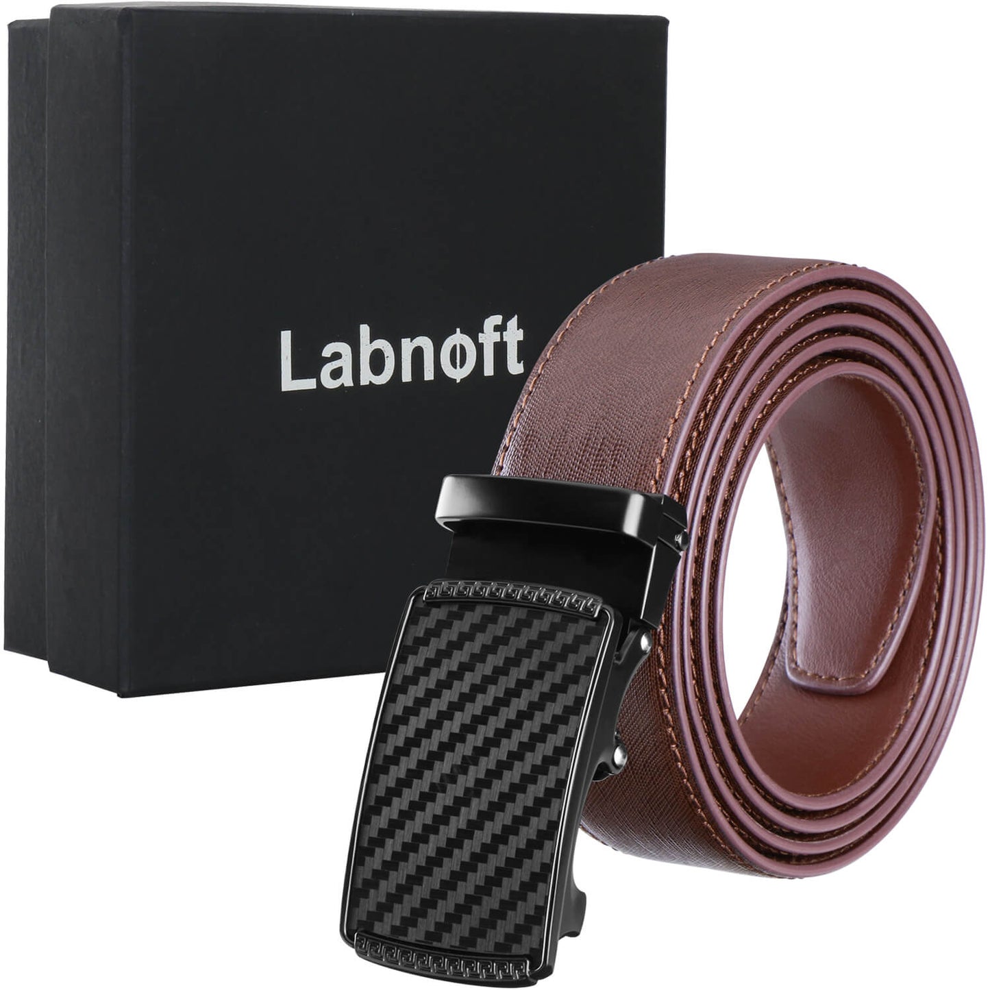 Labnoft Men's Auto-Lock PU Leather Belt, Brown
