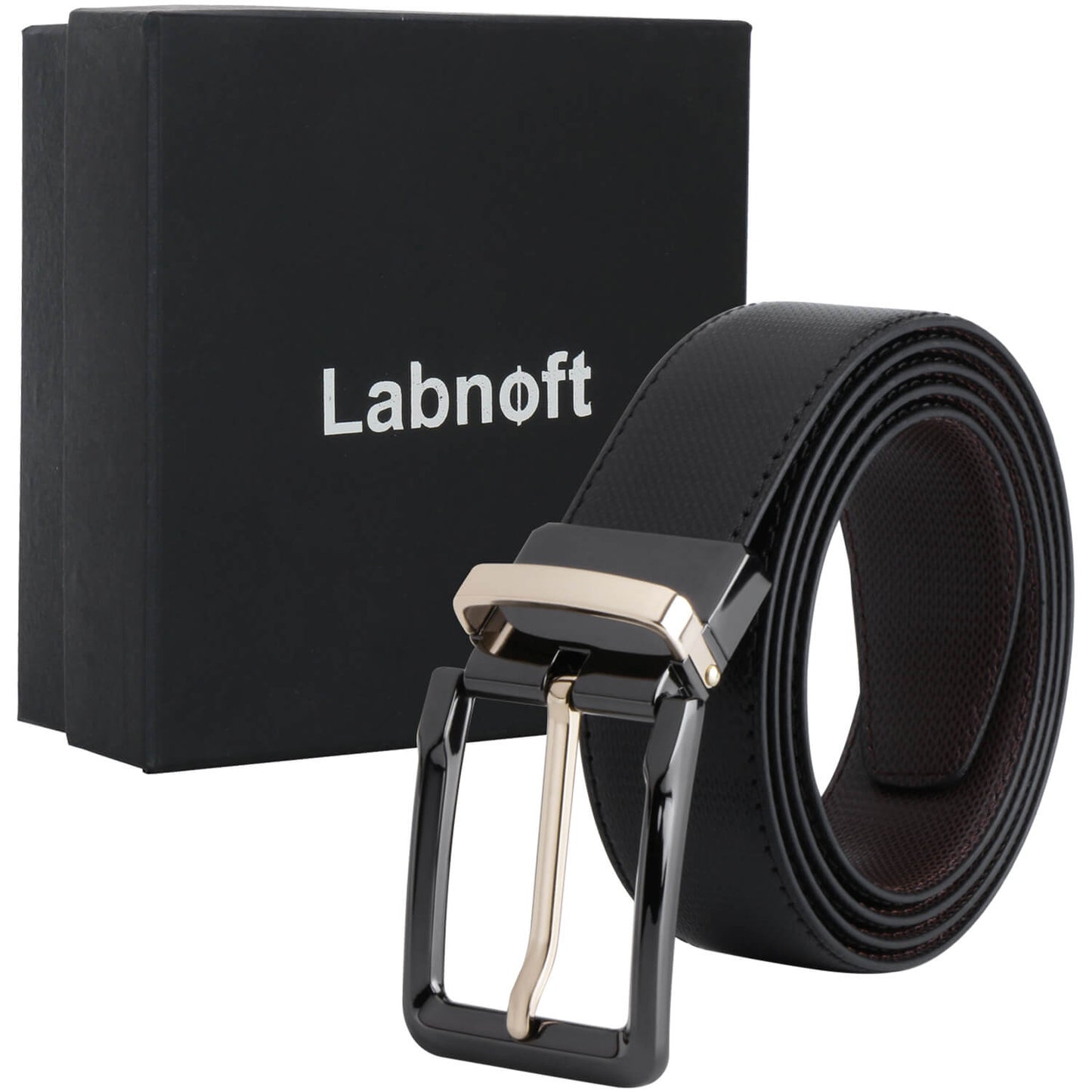 Labnoft Men's Reversible PU Leather Belt (Black & Brown)