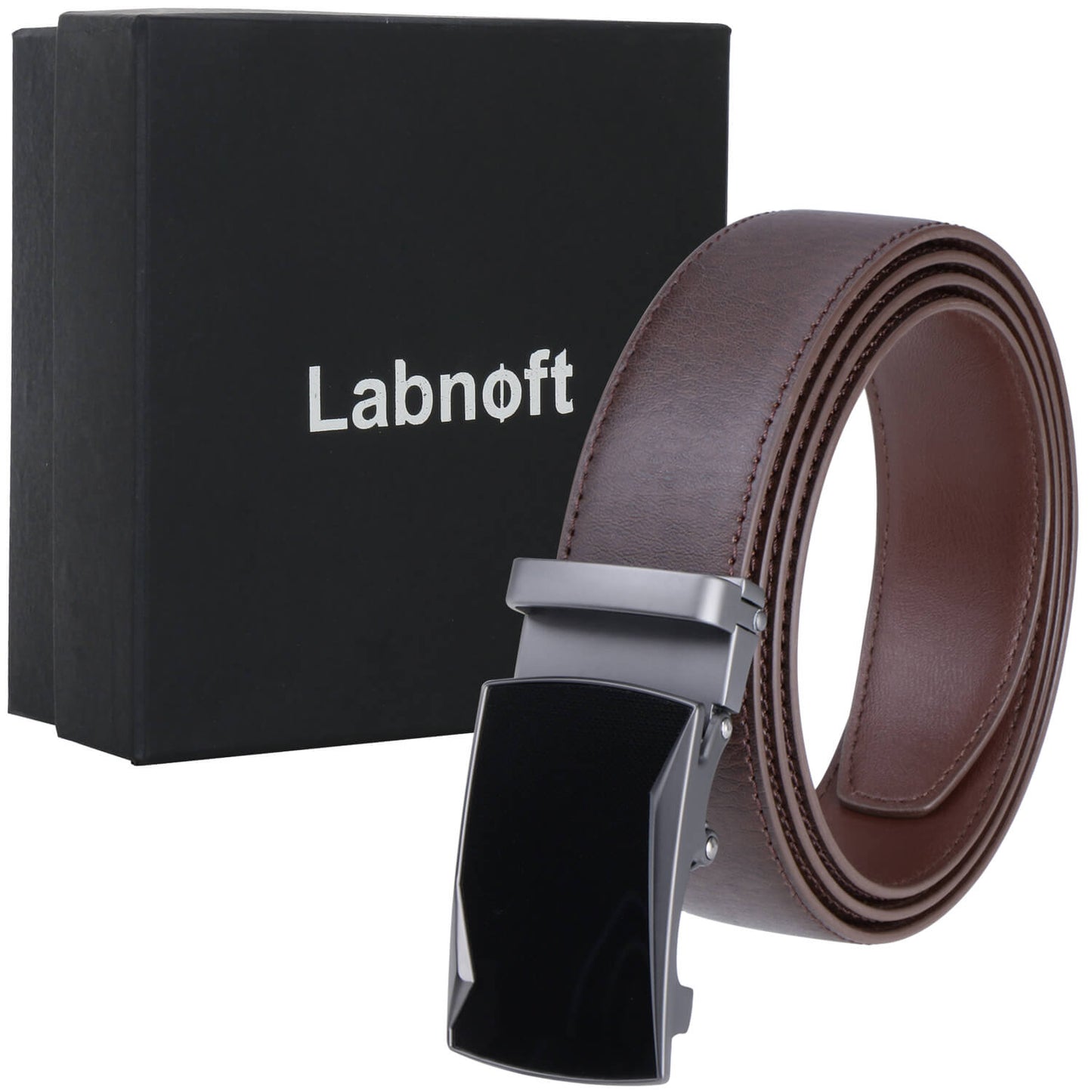 Labnoft Men's Auto-Lock PU Leather Belt, Brown
