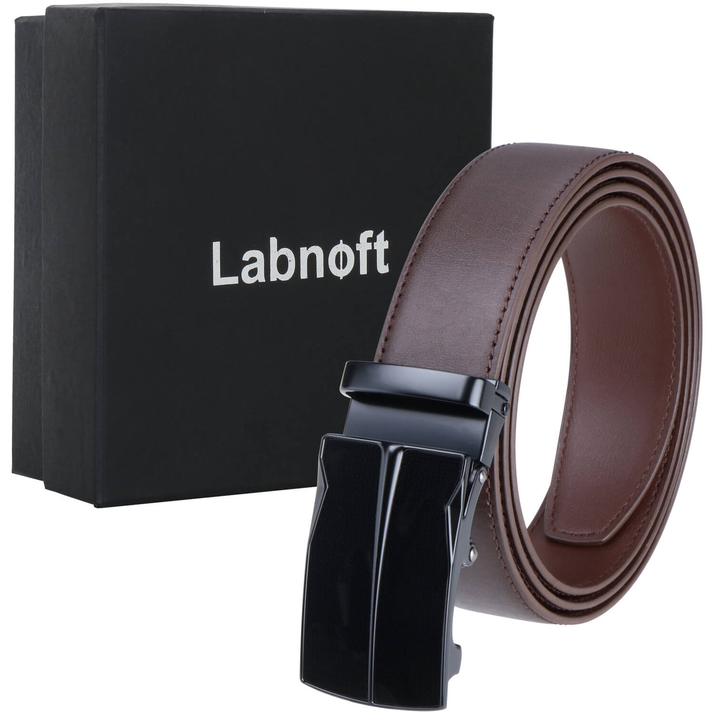 Labnoft Men's Auto-Lock PU Leather Belt, Brown