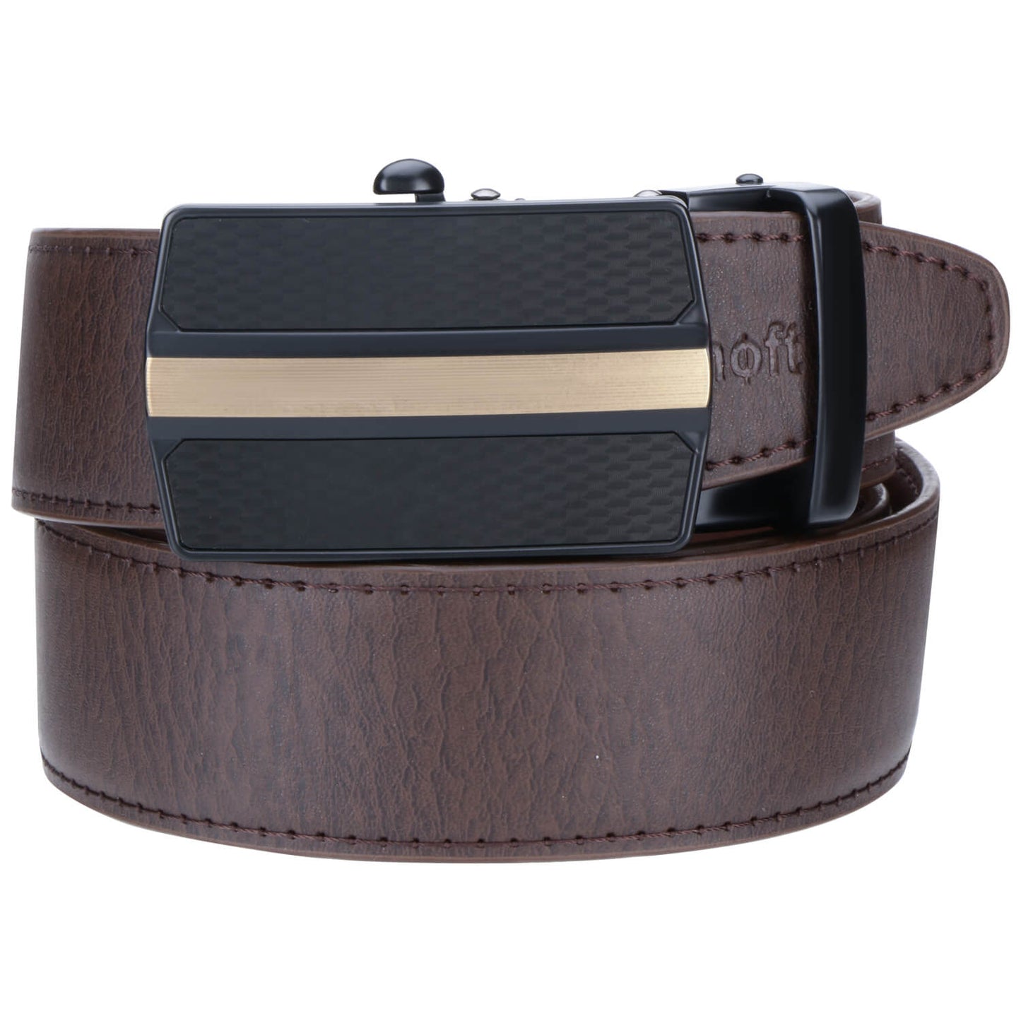 Labnoft Men's Auto-Lock PU Leather Belt, Brown