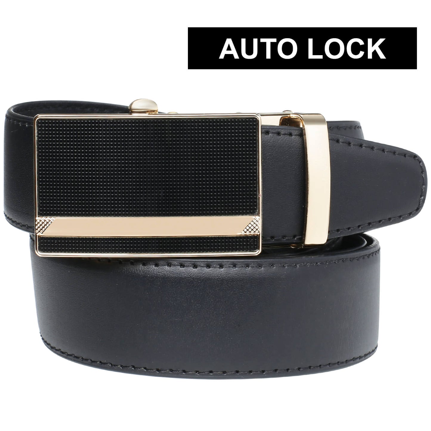 Labnoft Men's Auto-Lock PU Leather Belt, Black