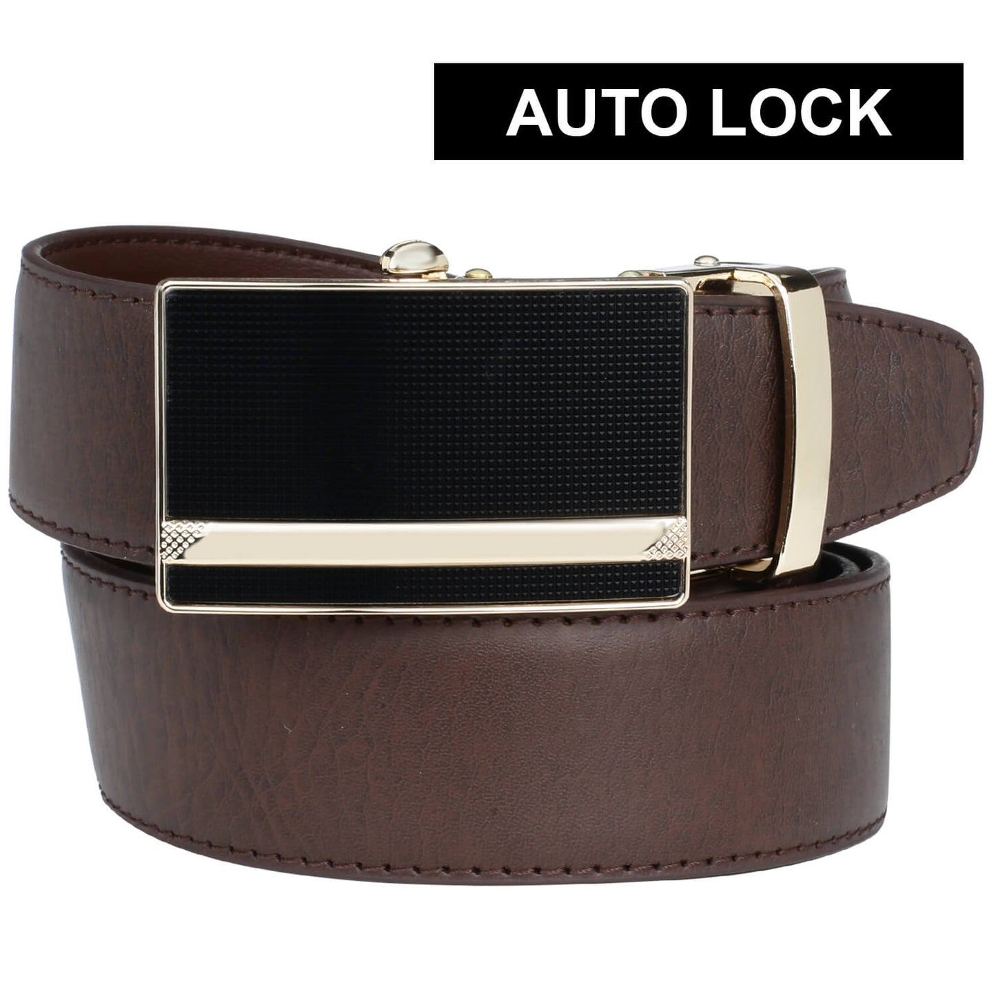 Labnoft Men's Auto-Lock PU Leather Belt, Brown