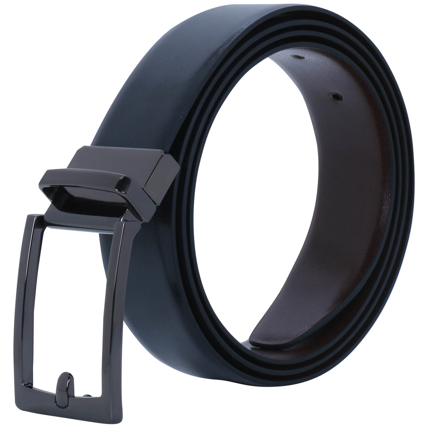 Labnoft Men's Reversible PU Leather Belt (Black Brown)