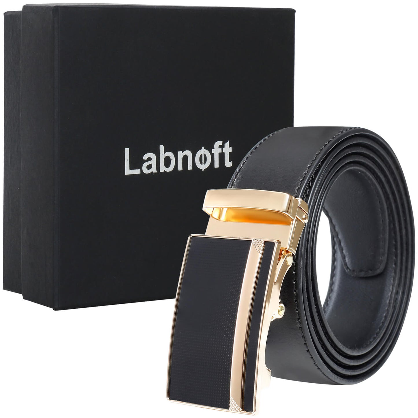 Labnoft Men's Auto-Lock PU Leather Belt, Black