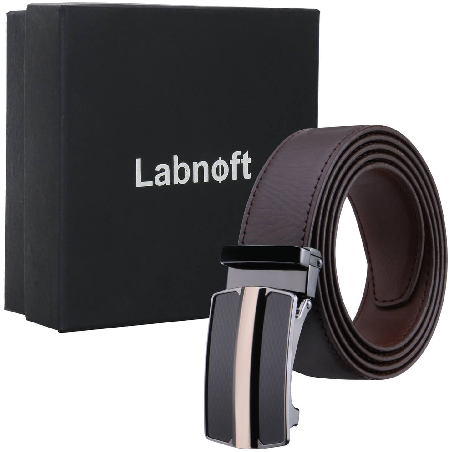 Labnoft Men's Auto-Lock PU Leather Belt, Brown
