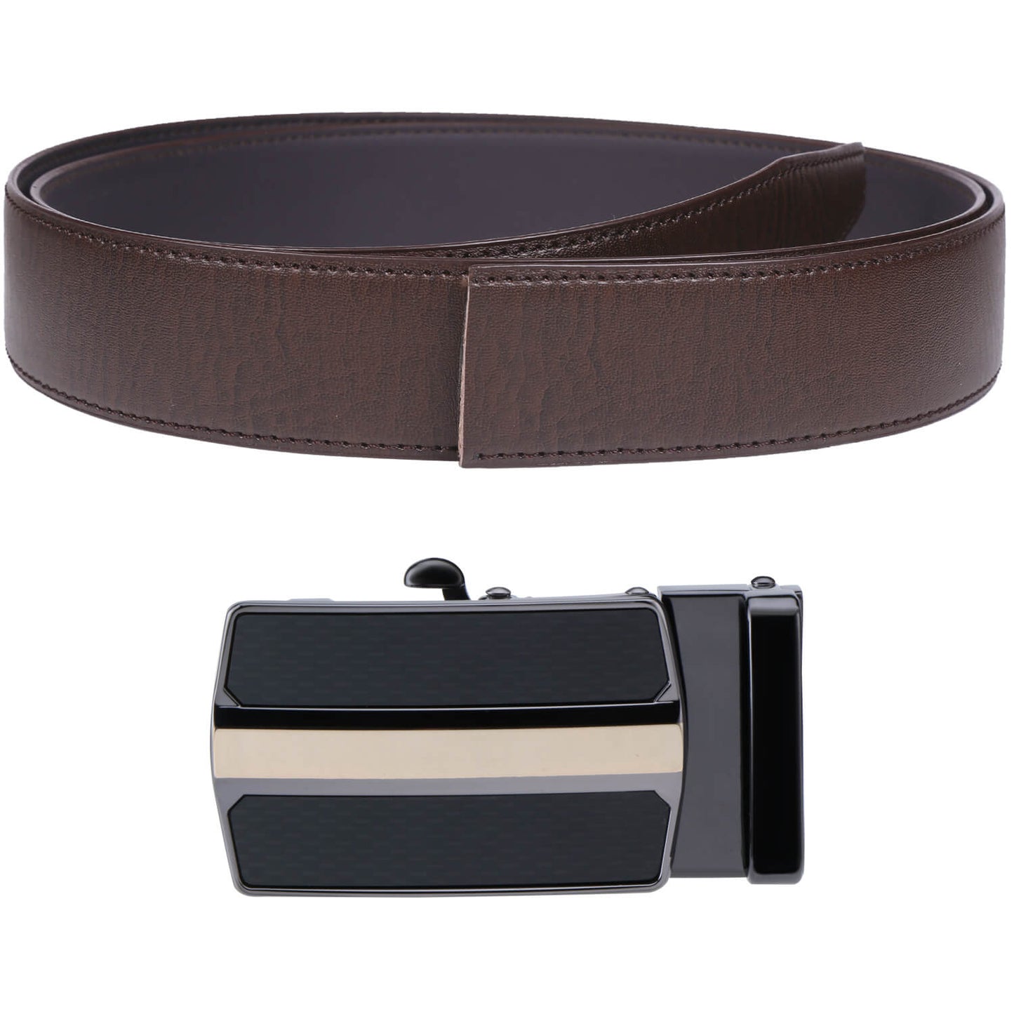 Labnoft Men's Auto-Lock PU Leather Belt, Brown