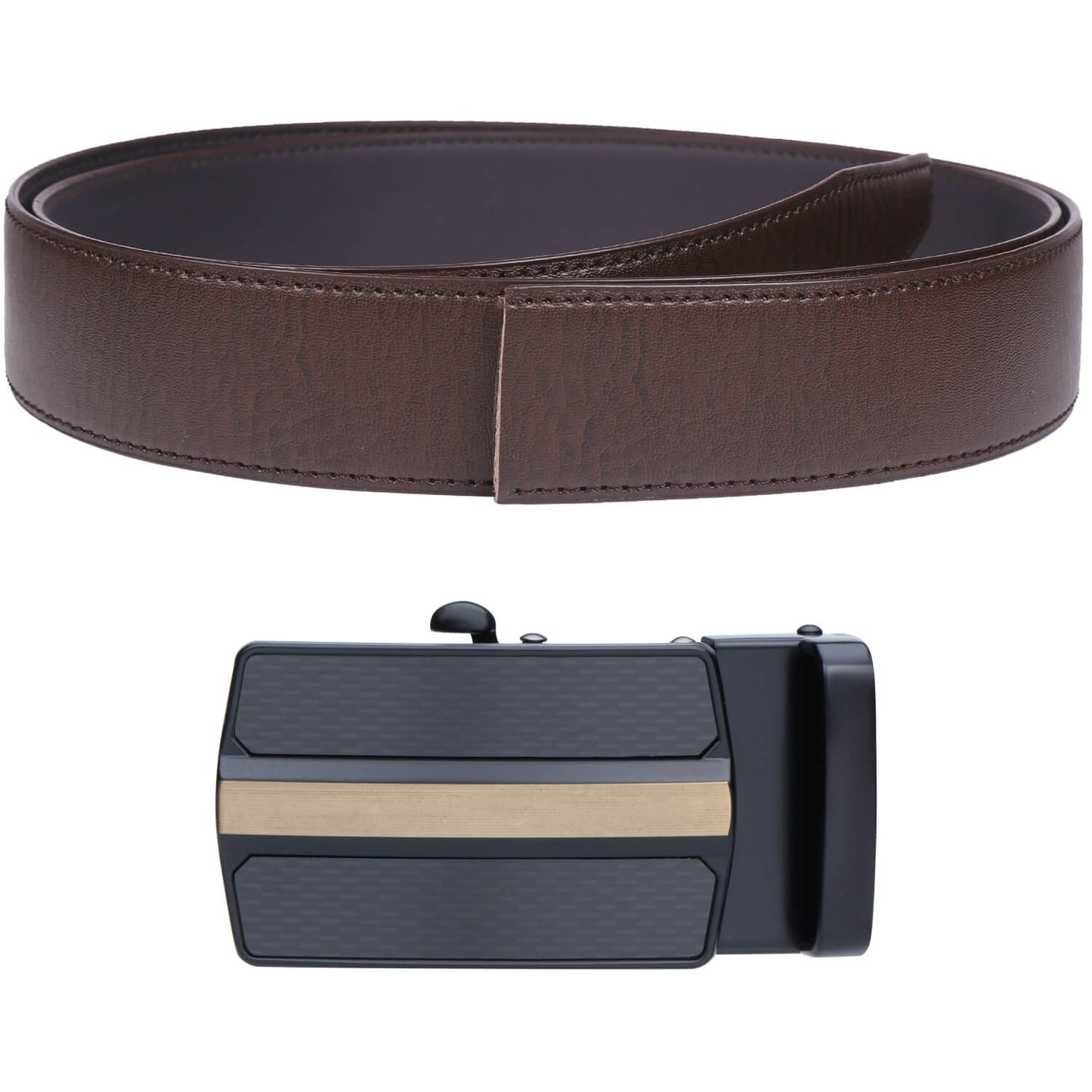 Labnoft Men's Auto-Lock PU Leather Belt, Brown