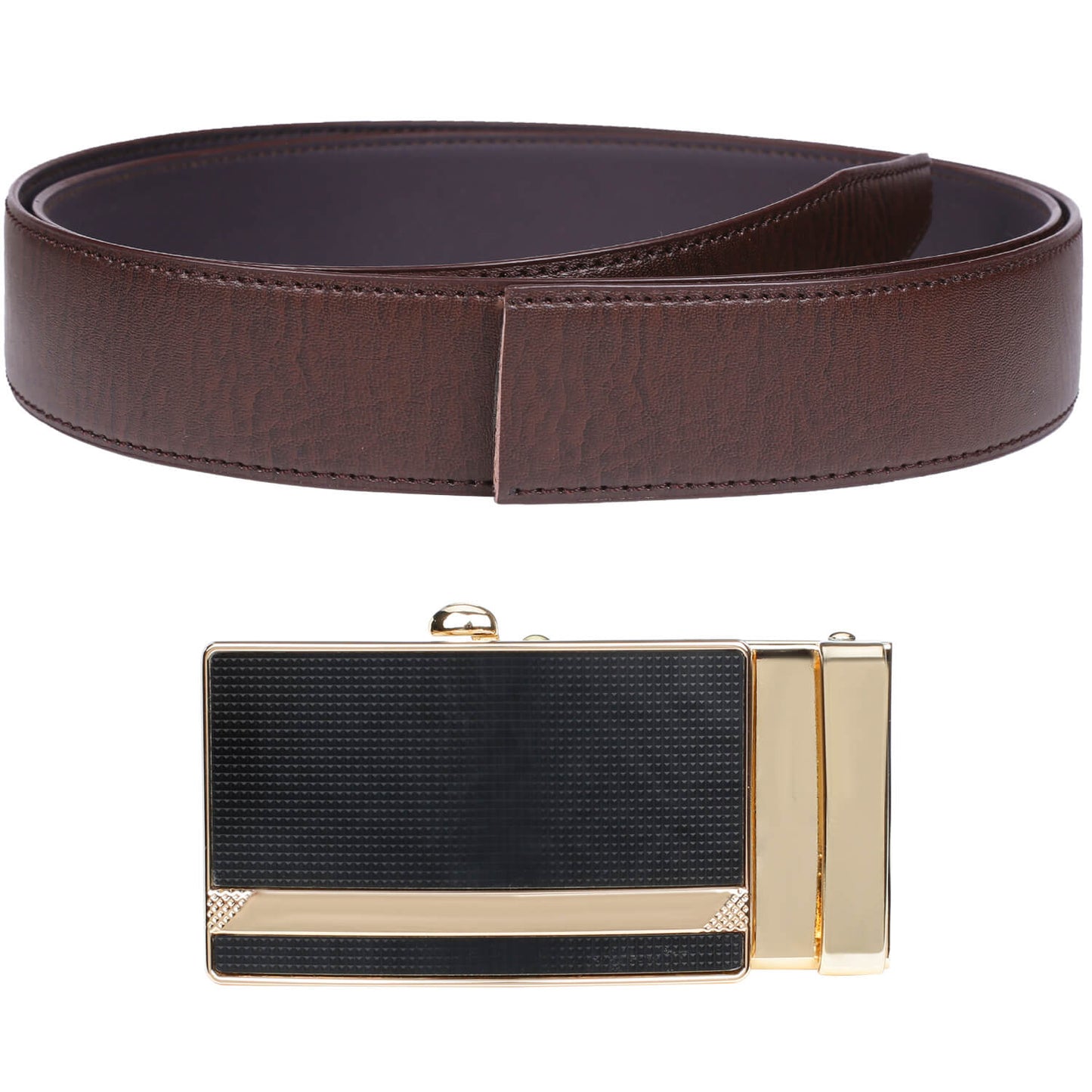 Labnoft Men's Auto-Lock PU Leather Belt, Brown
