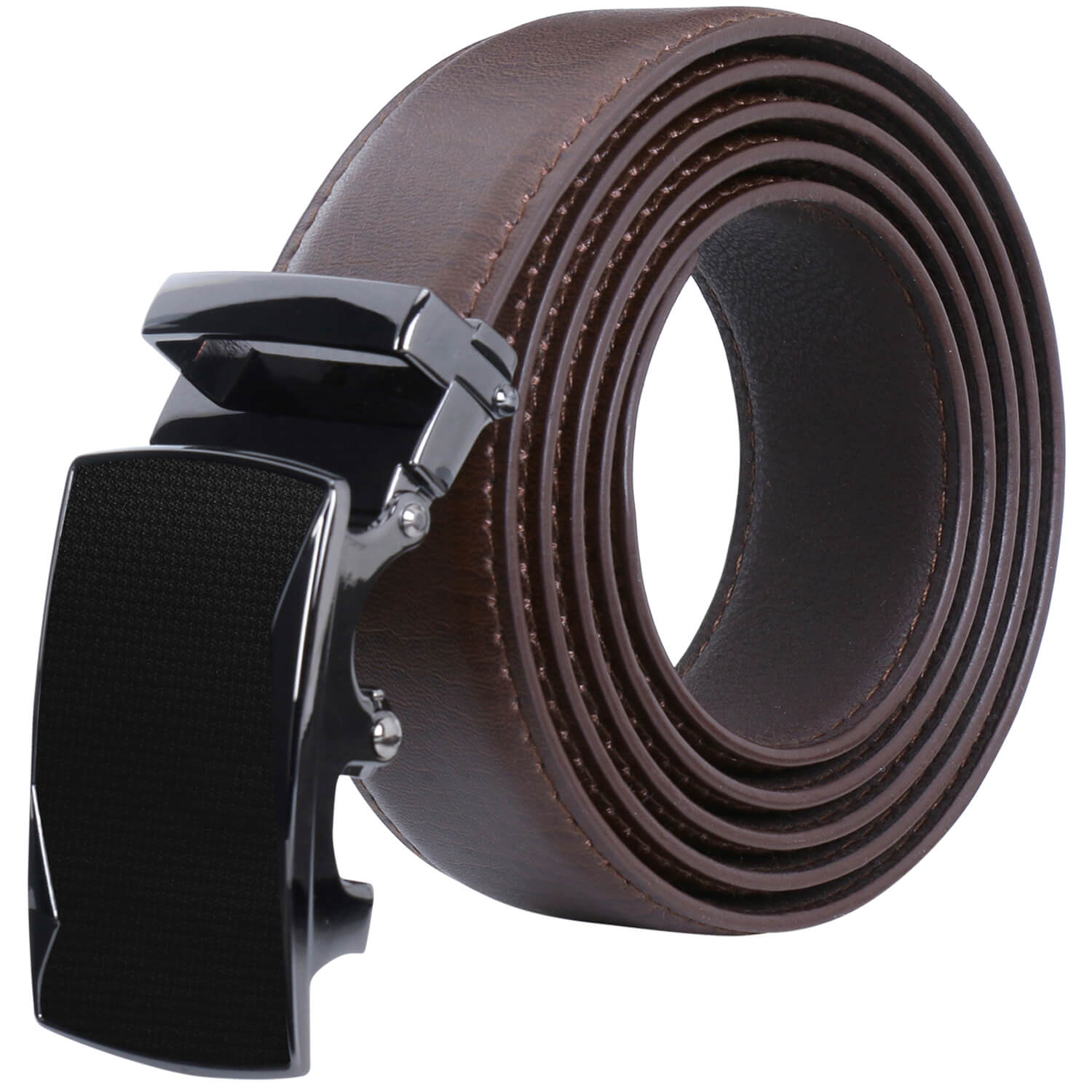 Labnoft Men's Stylish Auto-Lock Pu Leather Belt Without Holes, Brown