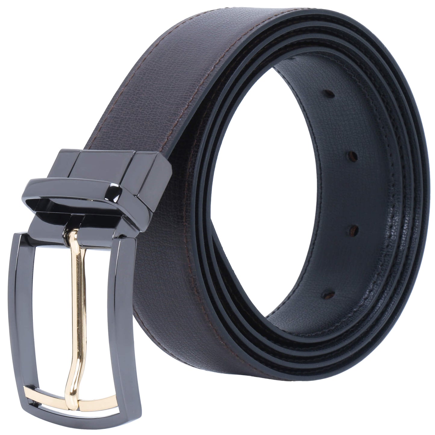 Labnoft Men's Reversible PU Leather Belt (Black & Brown)