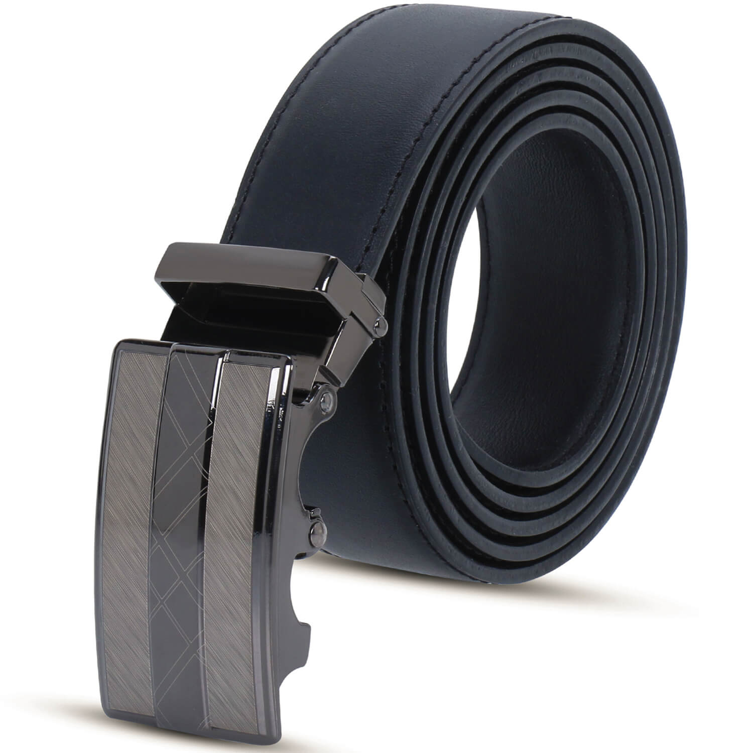 Labnoft Men's Stylish Auto-Lock Pu Leather Belt Without Holes, Black