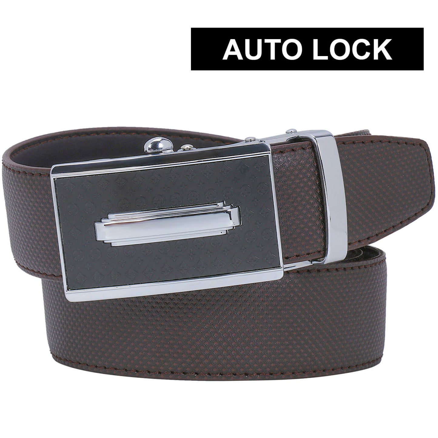 Labnoft Men's Auto-Lock PU Leather Belt, Brown