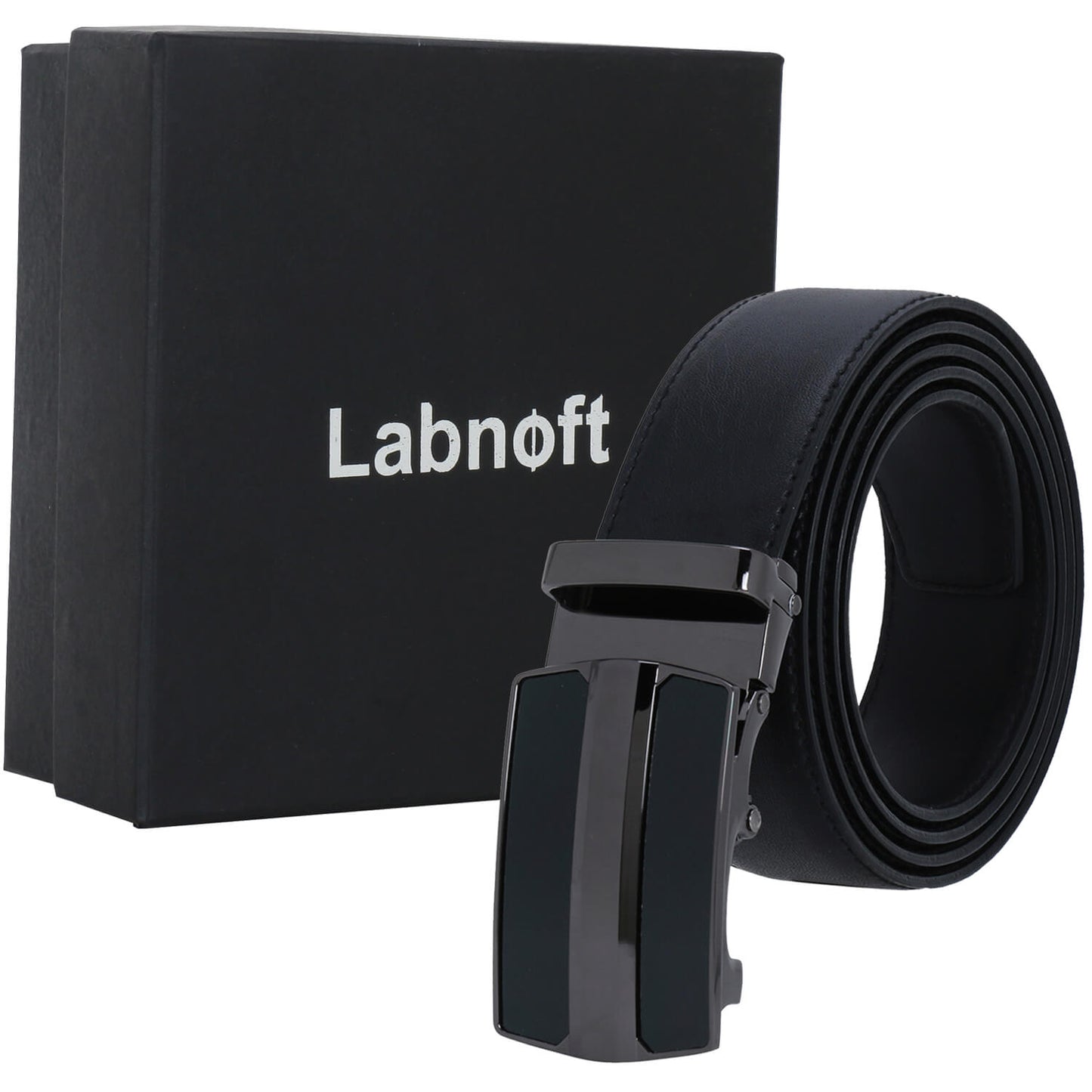 Labnoft Men's Auto-Lock PU Leather Belt, Black