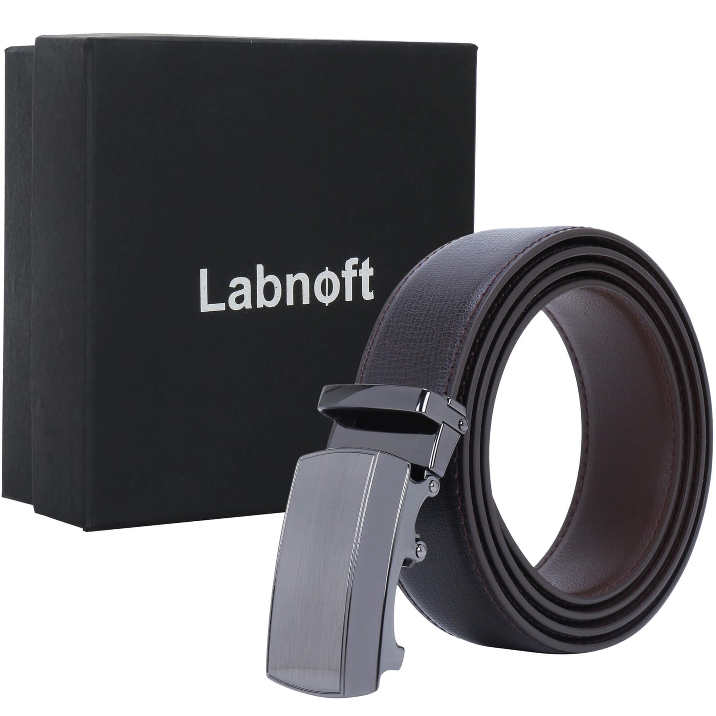 Labnoft Men's Auto-Lock PU Leather Belt, Brown