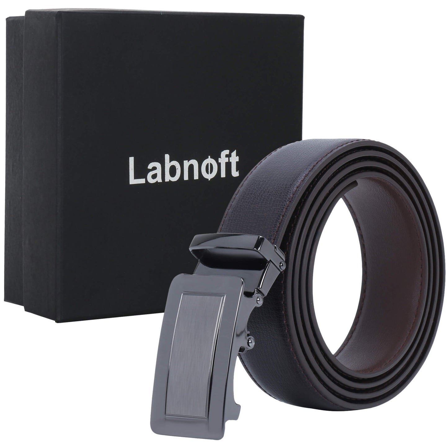 Labnoft Men's Auto-Lock PU Leather Belt, Brown