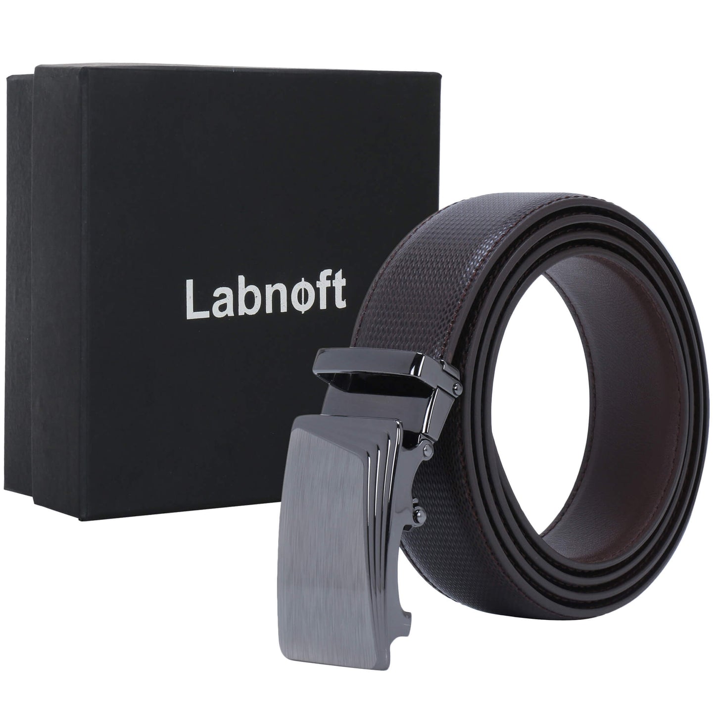 Labnoft Men's Auto-Lock PU Leather Belt, Brown