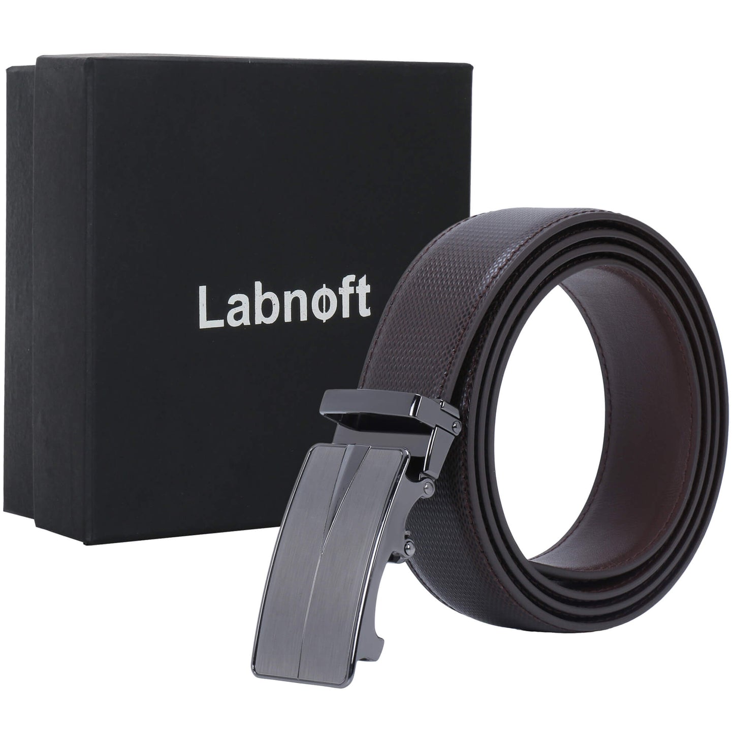 Labnoft Men's Auto-Lock PU Leather Belt, Brown