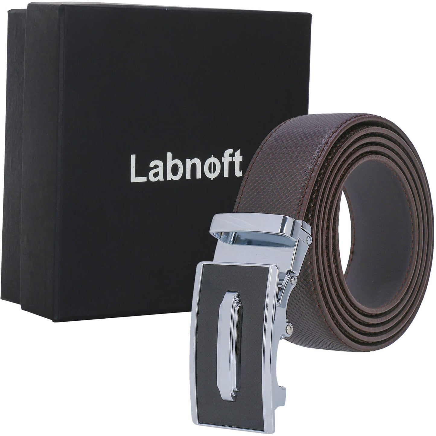 Labnoft Men's Auto-Lock PU Leather Belt, Brown