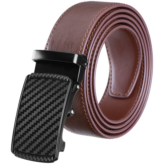 Labnoft Men's Auto-Lock PU Leather Belt, Brown