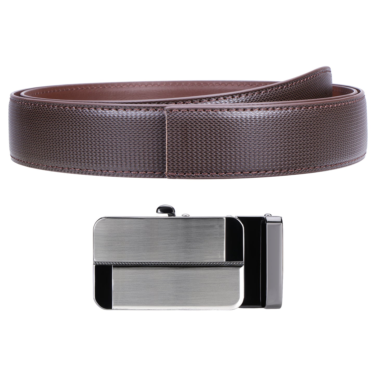 Labnoft Men's Auto-Lock PU Leather Belt, Brown