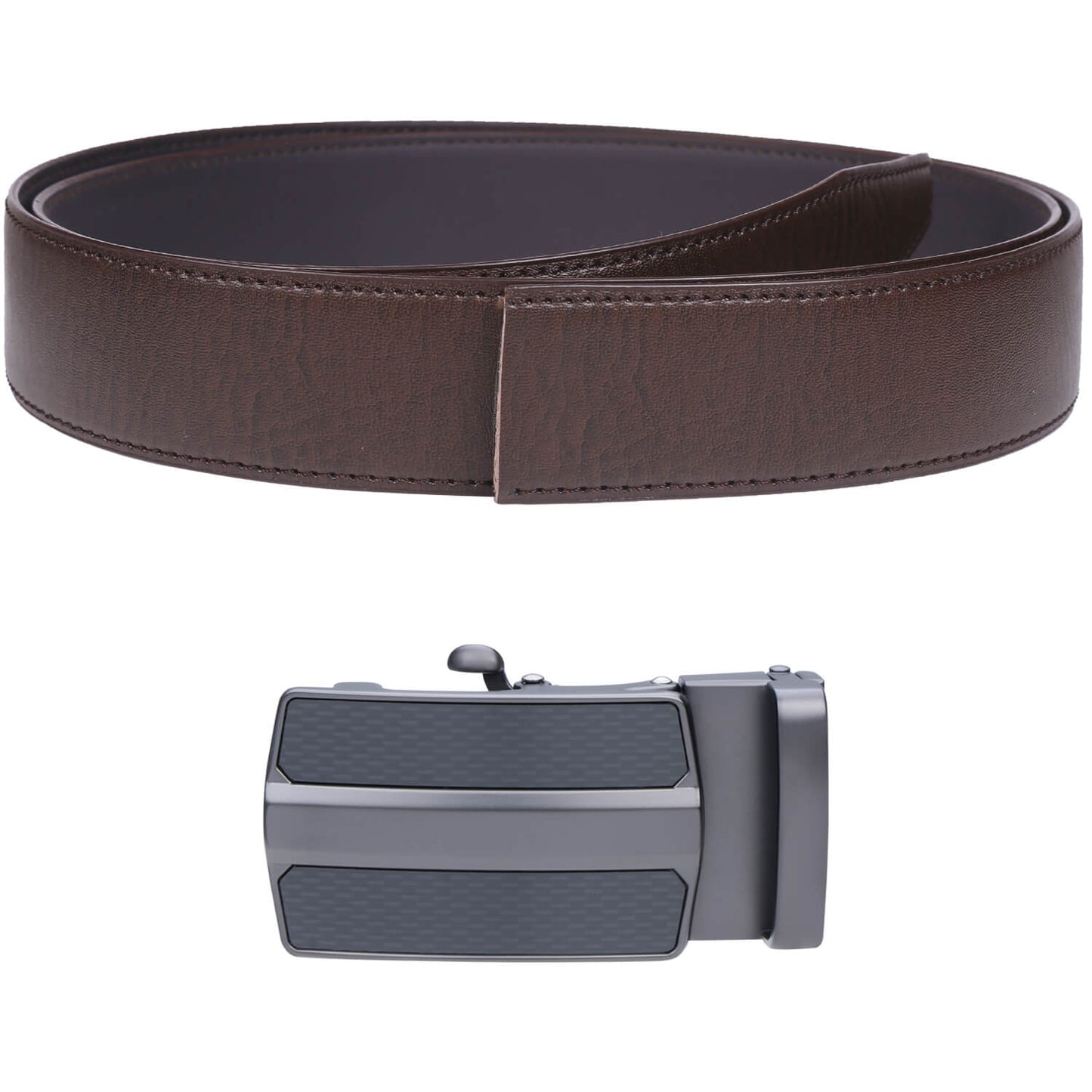 Labnoft Men's Auto-Lock PU Leather Belt, Brown