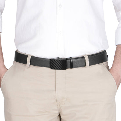 Labnoft Men's Auto-Lock PU Leather Belt, Black