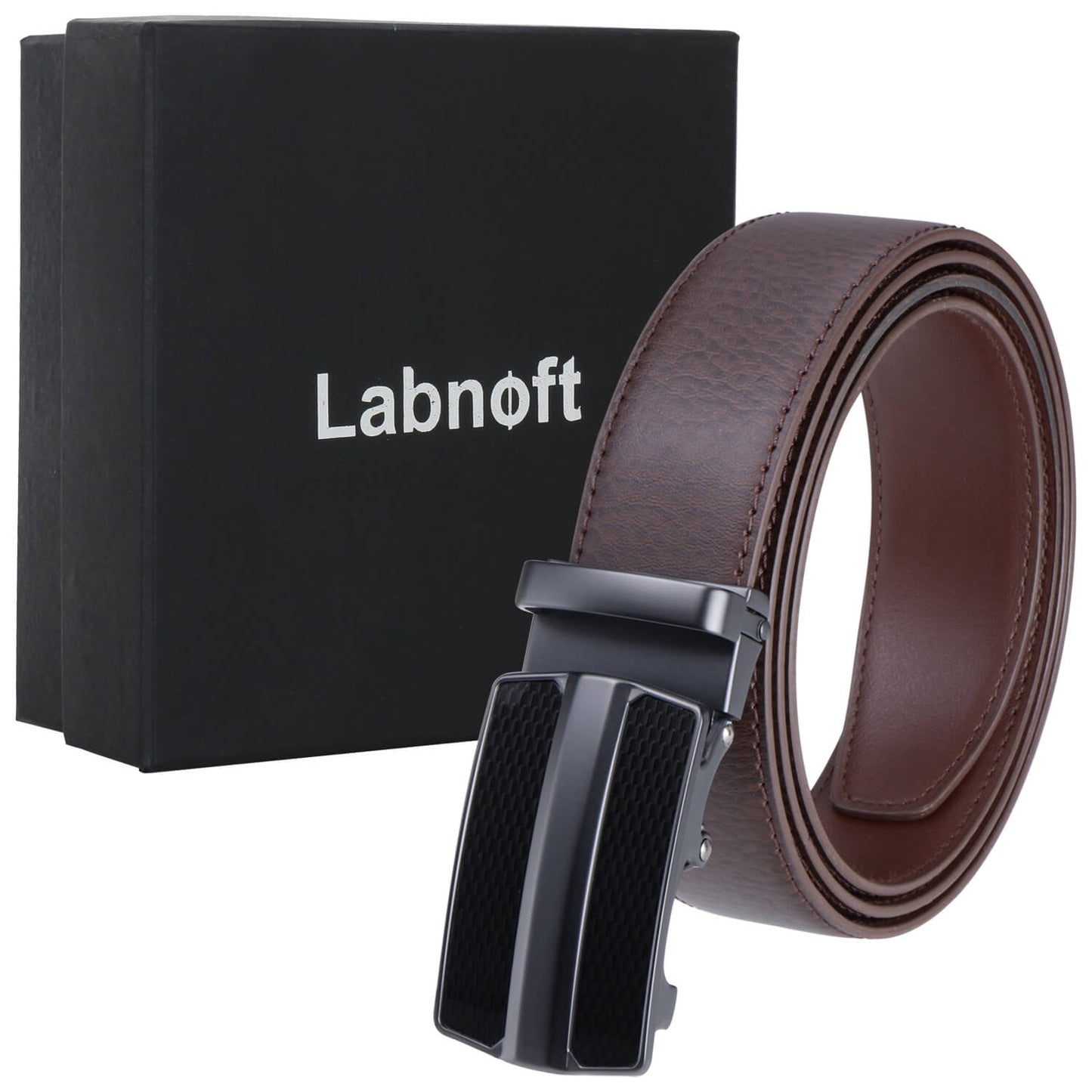 Labnoft Men's Auto-Lock PU Leather Belt, Brown
