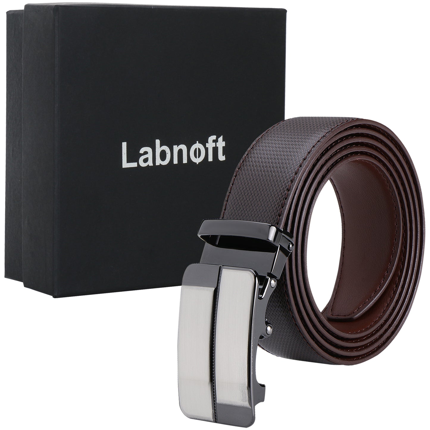 Labnoft Men's Auto-Lock PU Leather Belt, Brown