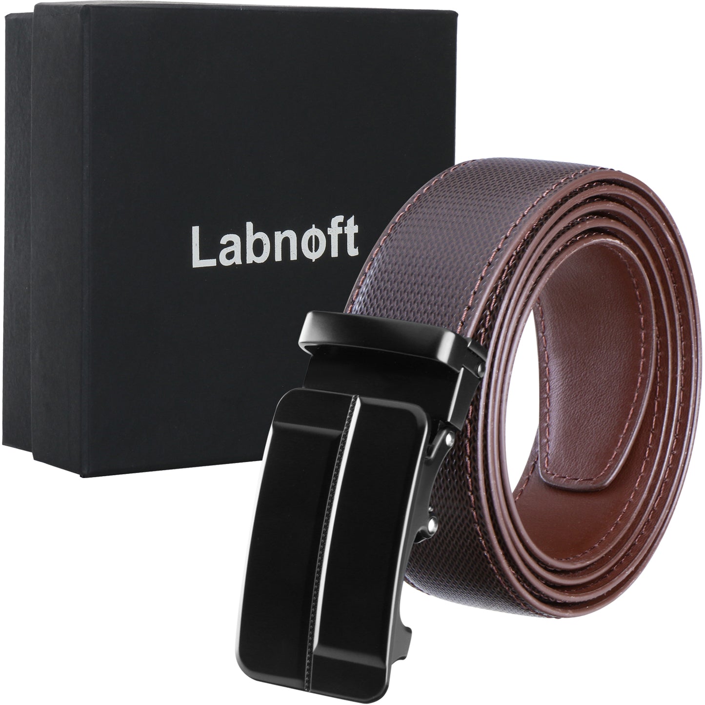 Labnoft Men's Auto-Lock PU Leather Belt, Brown