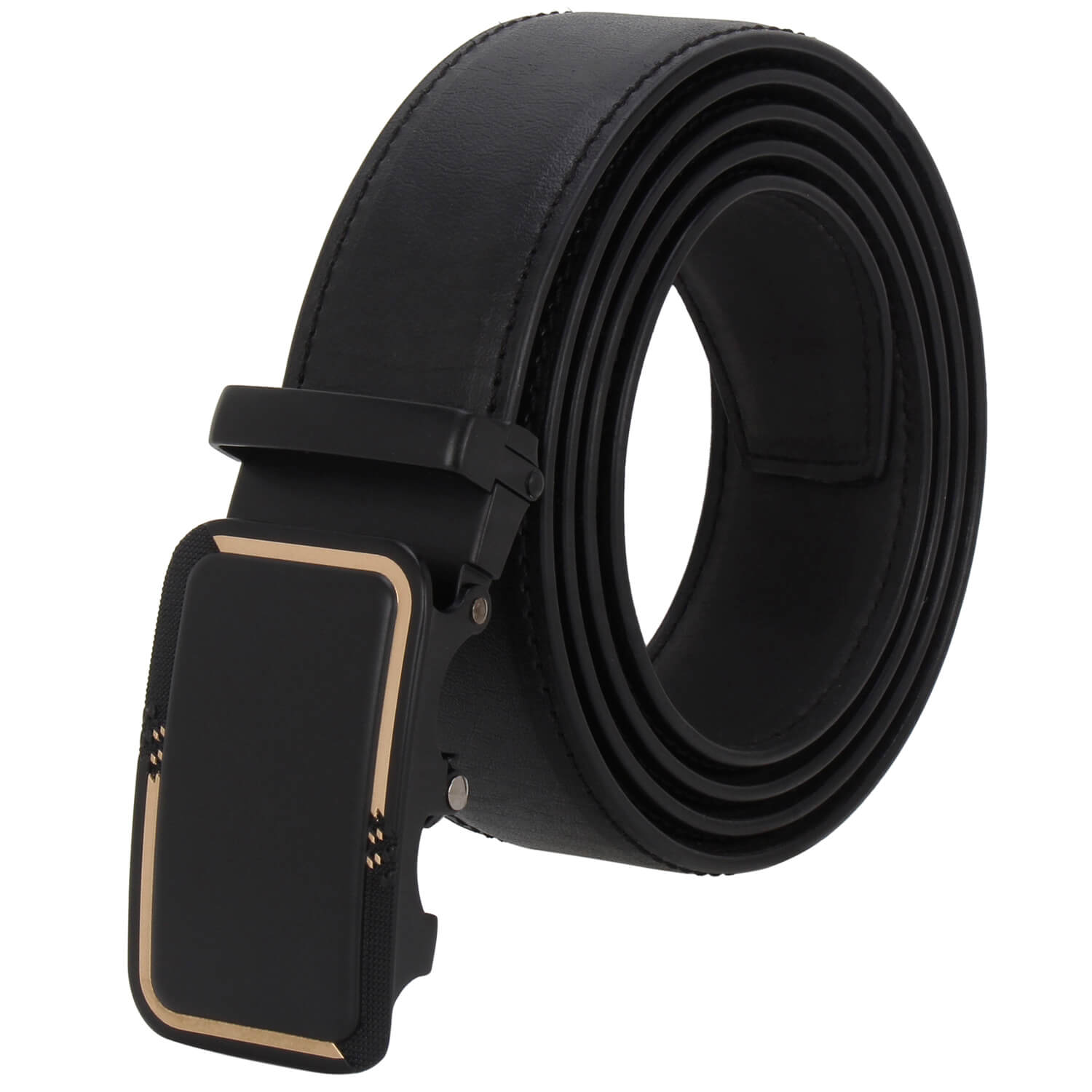 Labnoft Men's Stylish Auto-Lock Pu Leather Belt Without Holes, Black