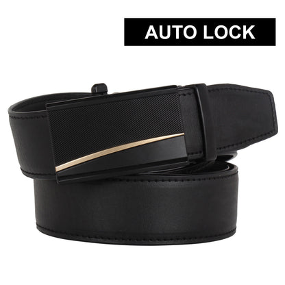 Labnoft Men's Auto-Lock PU Leather Belt, Black